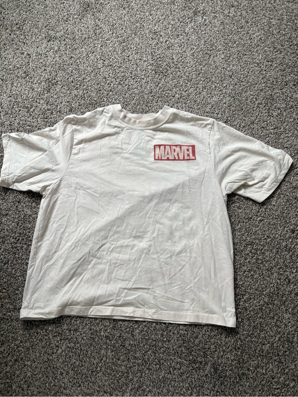 Marvel White Tee with Red Logo - Kids Short Sleeve